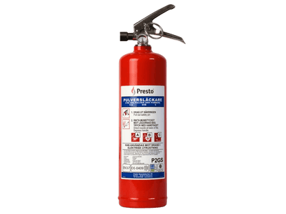Pulverslukker Presto inkl. holder 2KG - produktbillede forfra | Carlevel