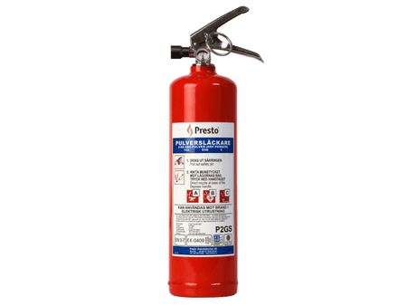 Pulverslukker Presto inkl. holder 2KG - produktbillede forfra | Carlevel