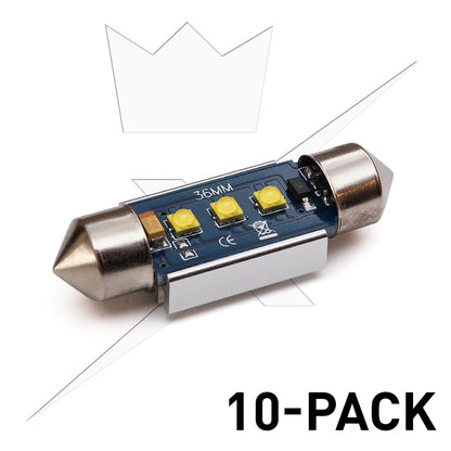 nærbillede af detaljer og materialer på 10 – Pakke 36 mm/C5W Super Canbus Cree – Xenon King