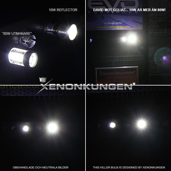 nærbillede af detaljer og materialer på 10 – Pakke BA15S – 1156 Reverse 10W – Xenon King