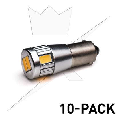 nærbillede af detaljer og materialer på 10 – Pakke BAX9S – H6W LED 12V – Xenon King