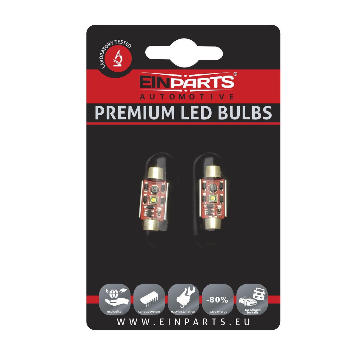 LED-lampa för bil – C5W – SV8.5–8 – 6000K – 1 LED – CREE XB-D – 2-pack