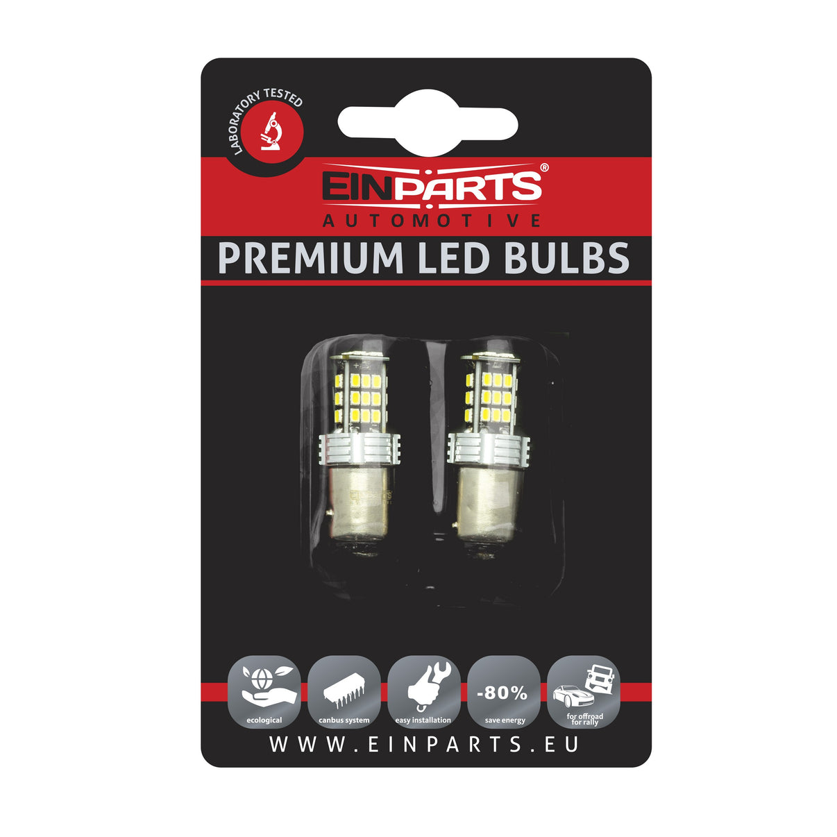 LED-lampa för bil – P21/5W – BAY15d – 6000K – 30 LED – SMD 3020 – 2-pack