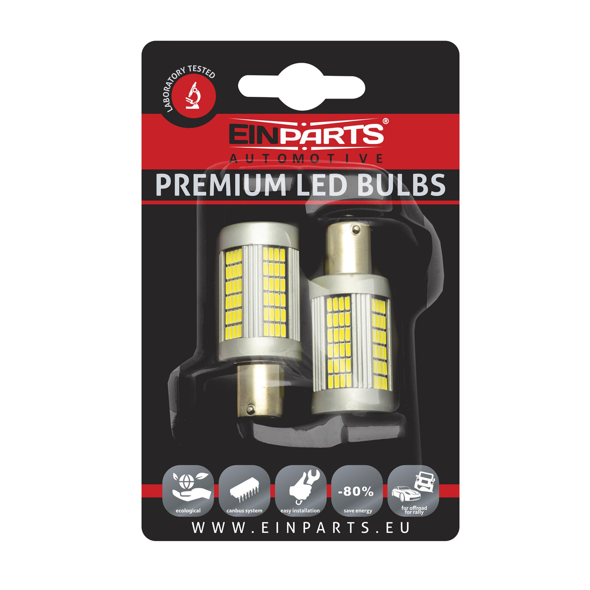 LED-lampa för bil – P21W – BA15S – 6000K – 135 LED – SMD 4014 – 2-pack