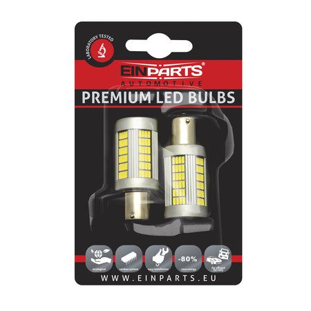 LED-lampa för bil – P21W – BA15S – 6000K – 135 LED – SMD 4014 – 2-pack