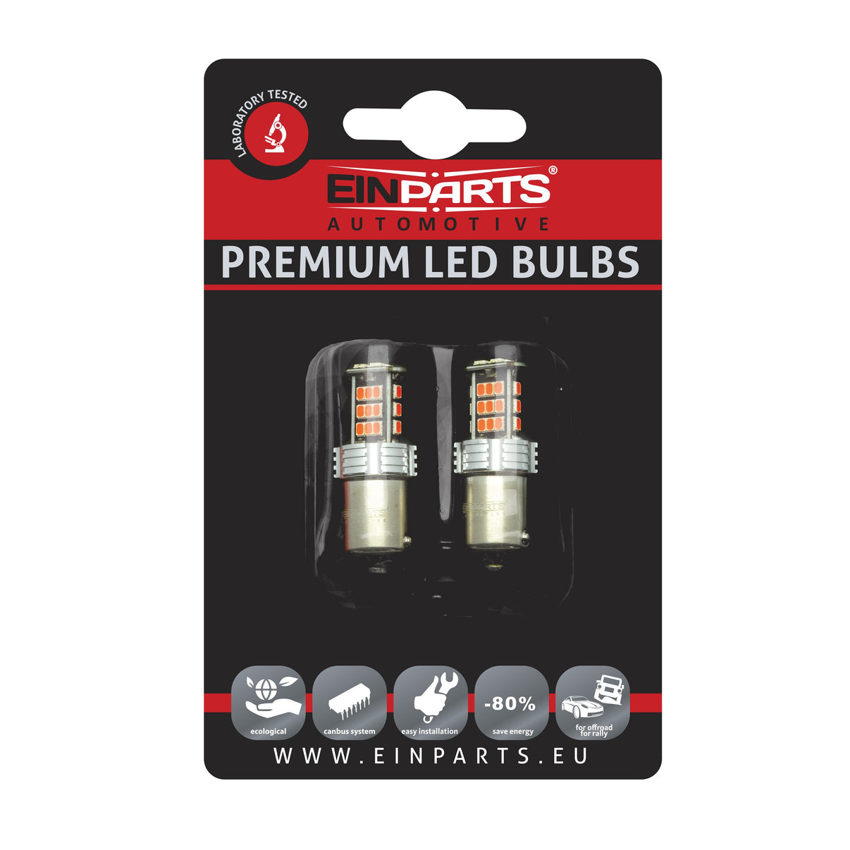 LED-lampa för bil – P21W – BA15S – 1000–1500K (Röd) – 30 LED – SMD 3020 – 2-pack