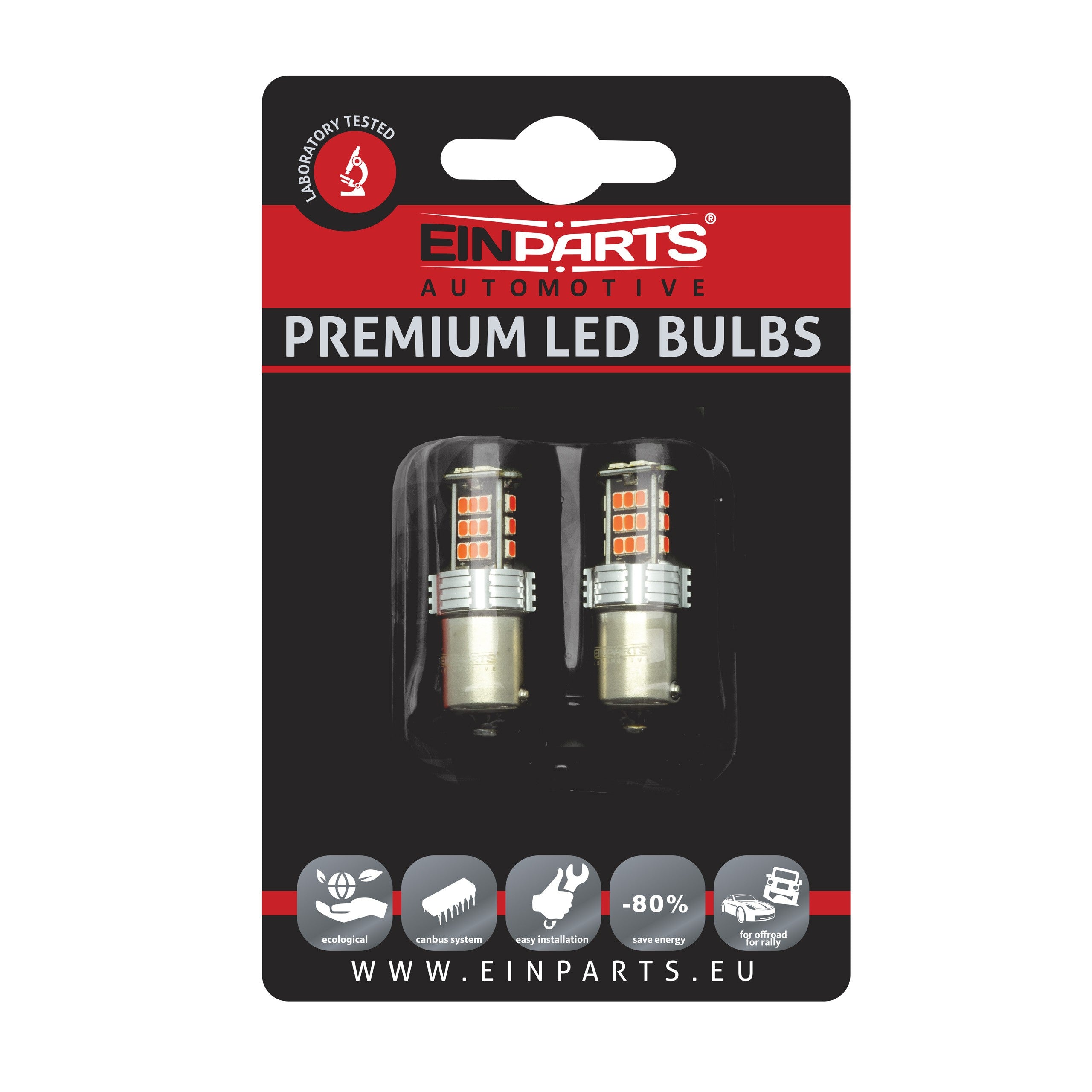 LED-lampa för bil – P21W – BA15S – 1000–1500K (Röd) – 30 LED – SMD 3020 – 2-pack