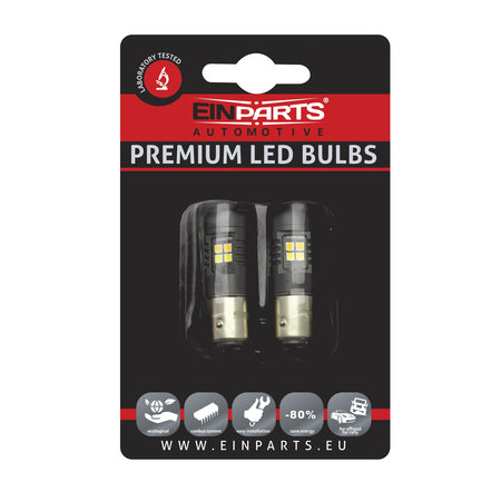 LED-lampa för bil – P21/5W – BAY15d – 16 LED – SMD 3030 – 2-pack