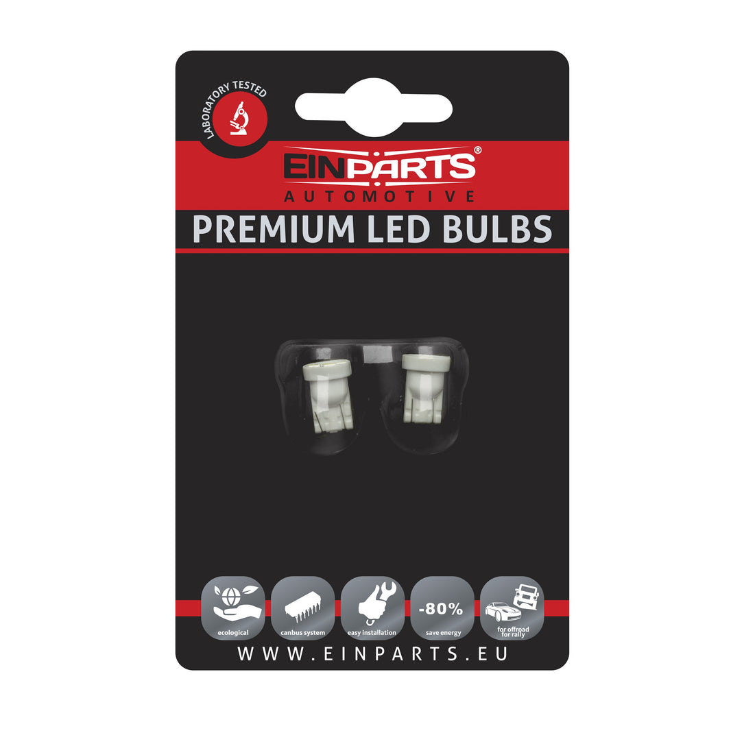 LED-lampa för bil – W5W – W2,1x9,5d – 6000K – 5 LED – SMD 2835 – 2-pack
