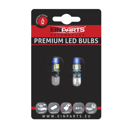 LED-lampa för bil – W5W – W2,1x9,5d – 6000K – 15 LED – SMD 4014 – 2-pack