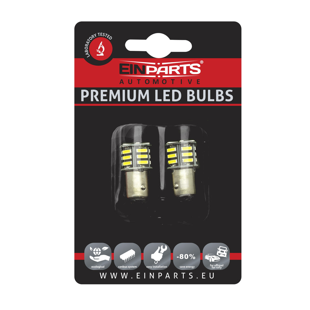 LED-lampa för bil – P21/5W – BAY15d – 6000K – 21 LED – SMD 7020 – 2-pack