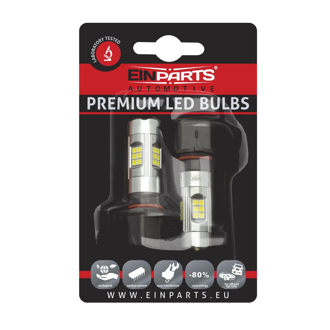LED-lampa för bil – P13W – PG18.5D-3 – 6000K – 27 LED – SMD 3030 – 2-pack