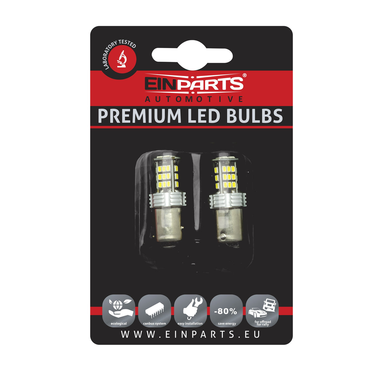 LED-lampa för bil – P21/4W – BAZ15d – 6000K – 30 LED – SMD 3020 – 2-pack