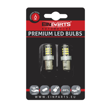 LED-lampa för bil – P21/4W – BAZ15d – 6000K – 30 LED – SMD 3020 – 2-pack
