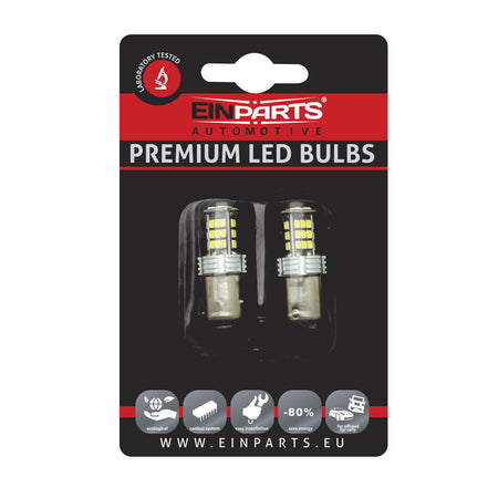 LED-lampa för bil – P21/4W – BAZ15d – 6000K – 30 LED – SMD 3020 – 2-pack