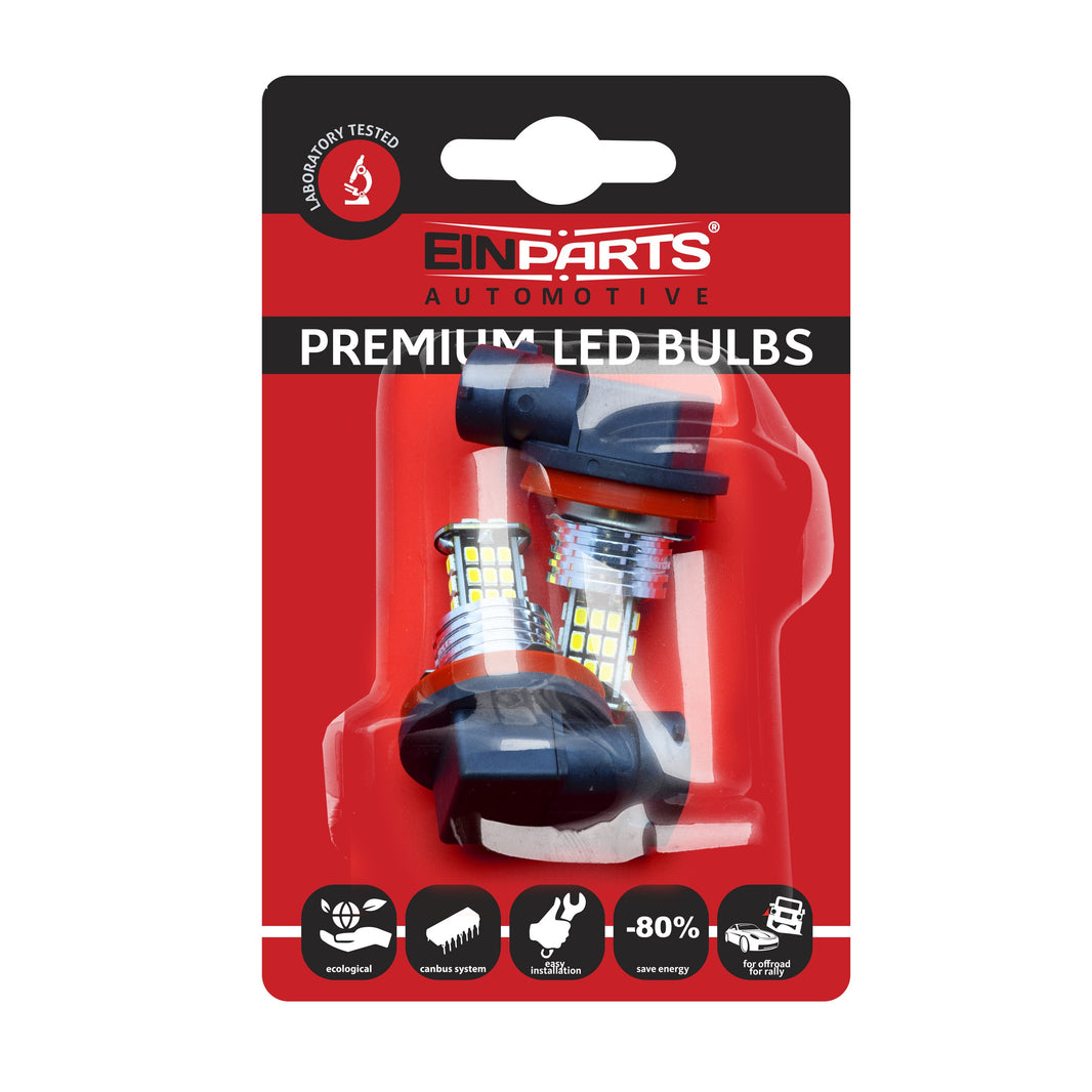 LED-lampa för bil – H11 – PGJ19–2 – 6000K – 30 LED – SMD 3020 – 2-pack