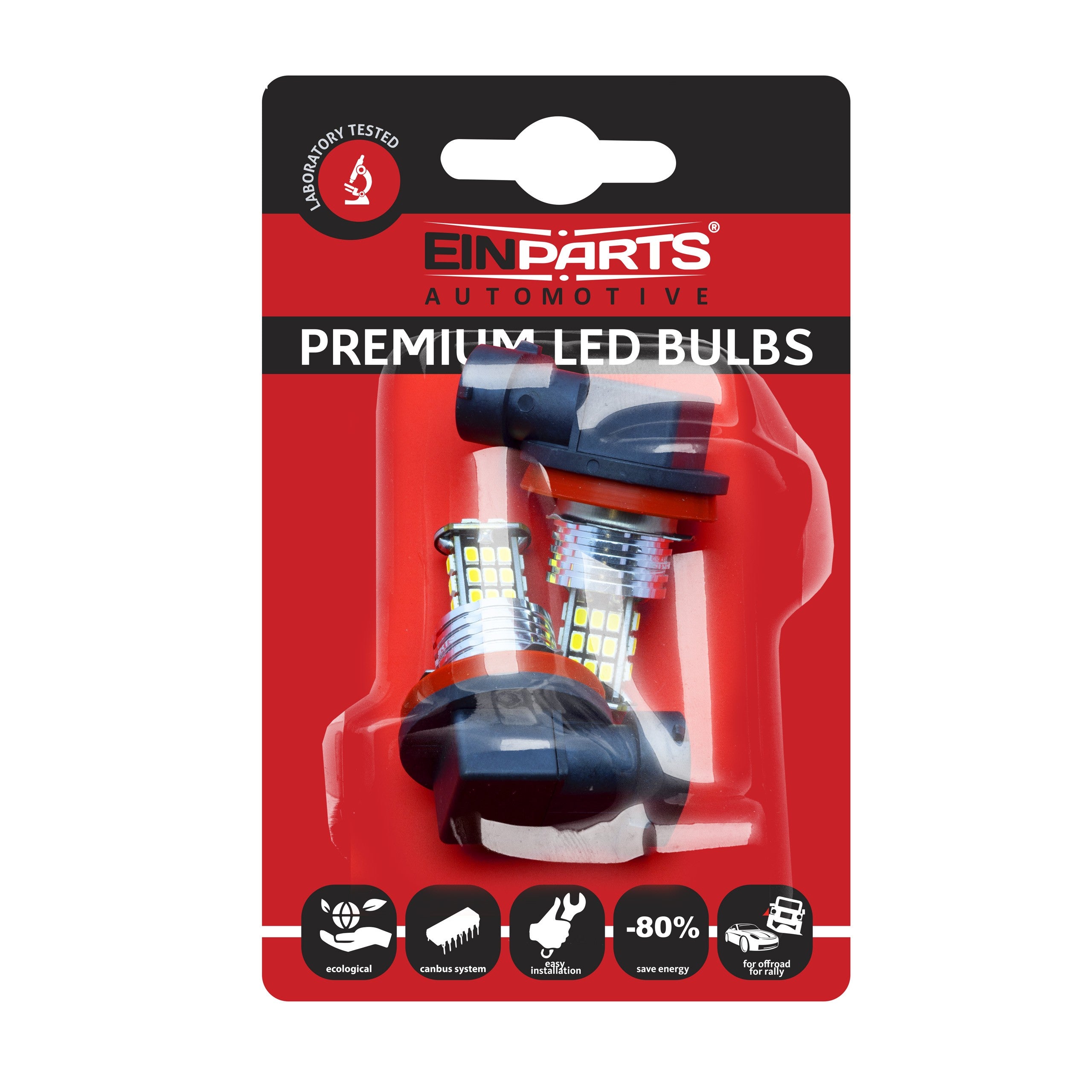 LED-lampa för bil – H11 – PGJ19–2 – 6000K – 30 LED – SMD 3020 – 2-pack