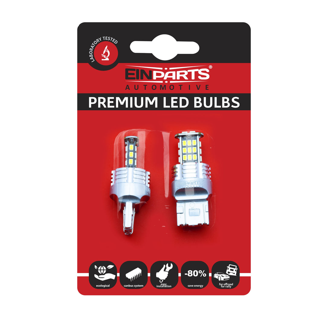LED-lampa för bil – W2,1x9,5d1/5W – W3x16q – 6000K – 30 LED – SMD 3020 – 2-pack
