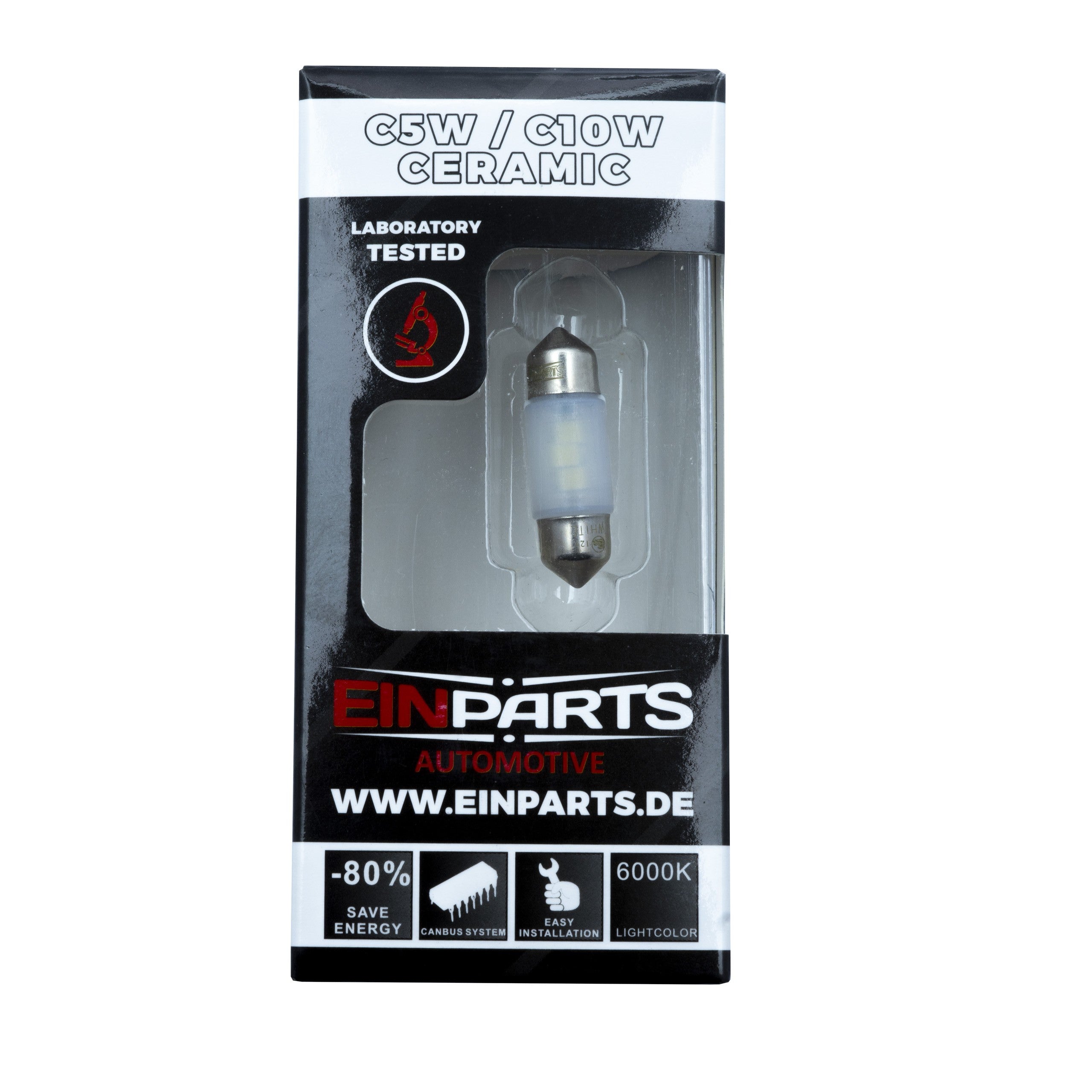 LED-lampa för bil – C10W – SV8.5–8 – 6000K – 6 LED – SMD 2835