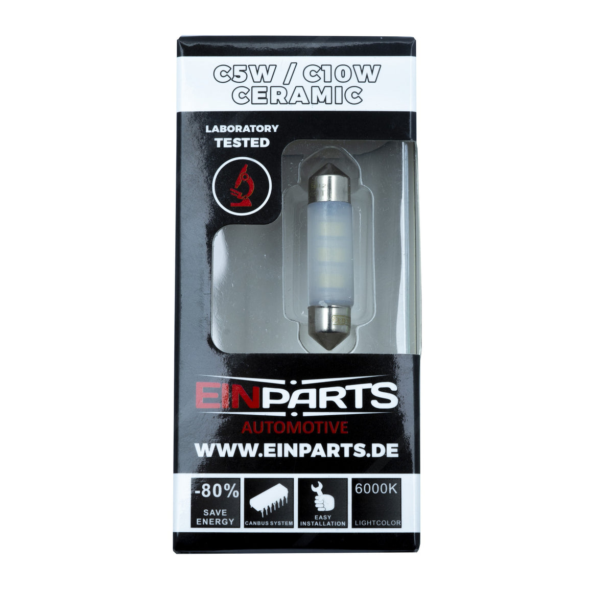 LED-lampa för bil – C10W – SV8.5–8 – 6000K – 6 LED – SMD 2835