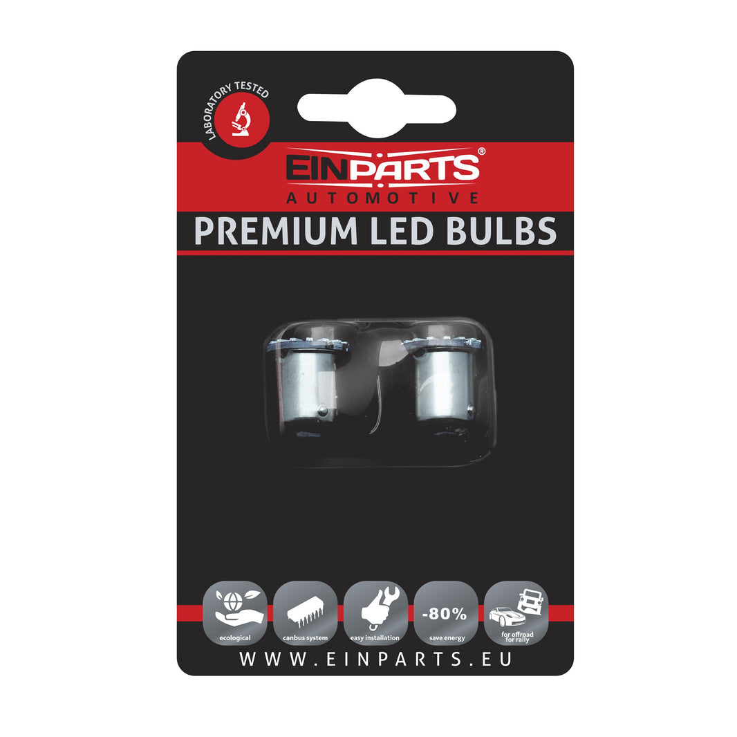LED-lampa för bil – P21W – BA15S – 6000K – 18 LED – SMD 4014 – 2-pack