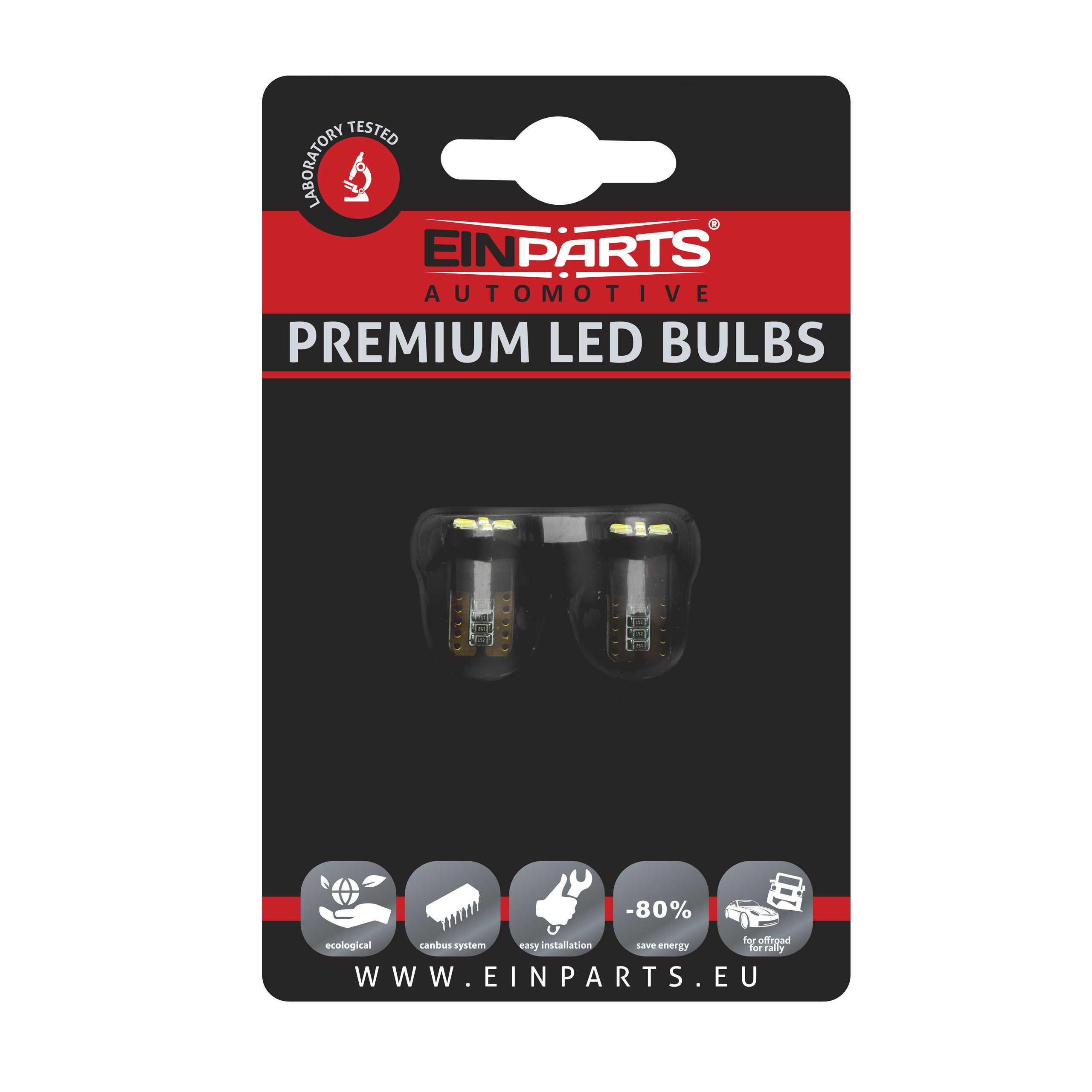 LED-lampa för bil – W5W – W2,1x9,5d – 6000K – 6 LED – SMD 3014 – 2-pack