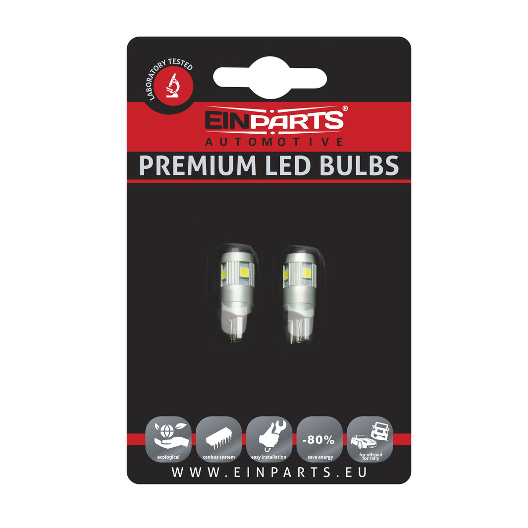 LED-lampa för bil – W5W – W2,1x9,5d – 6000K – 5 LED – SMD 3030 PHILIPS – 2-pack