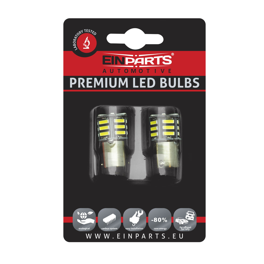 LED-lampa för bil – P21W – BA15S – 6000K – 21 LED – SMD 7020 – 2-pack