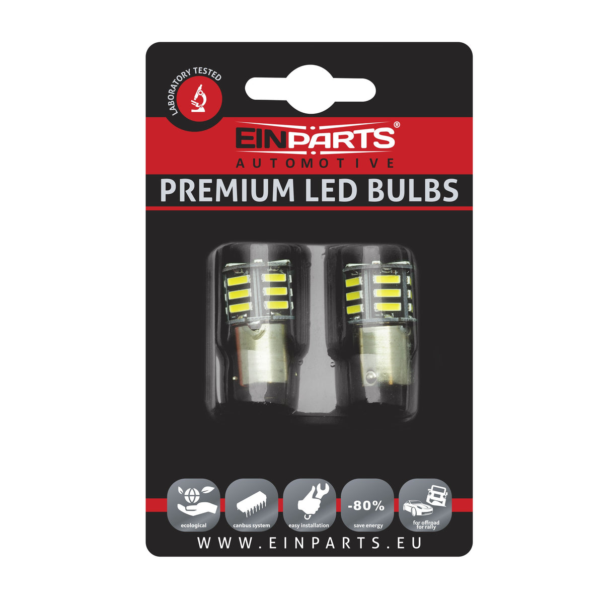 LED-lampa för bil – P21W – BA15S – 6000K – 21 LED – SMD 7020 – 2-pack