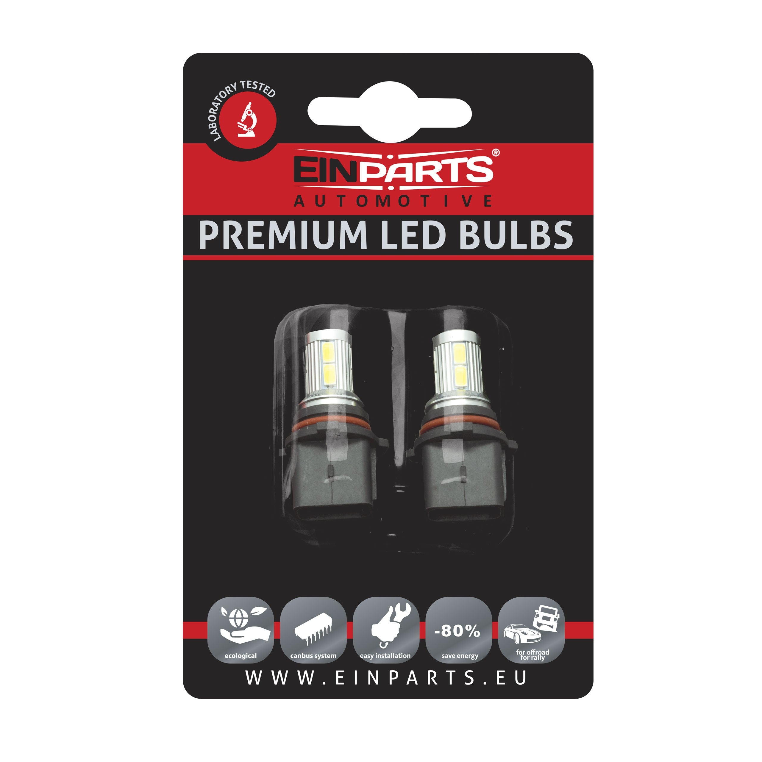 LED-lampa för bil – P13W – PG18.5D-3 – 6000K – 8 LED – SMD 5630 – 2-pack