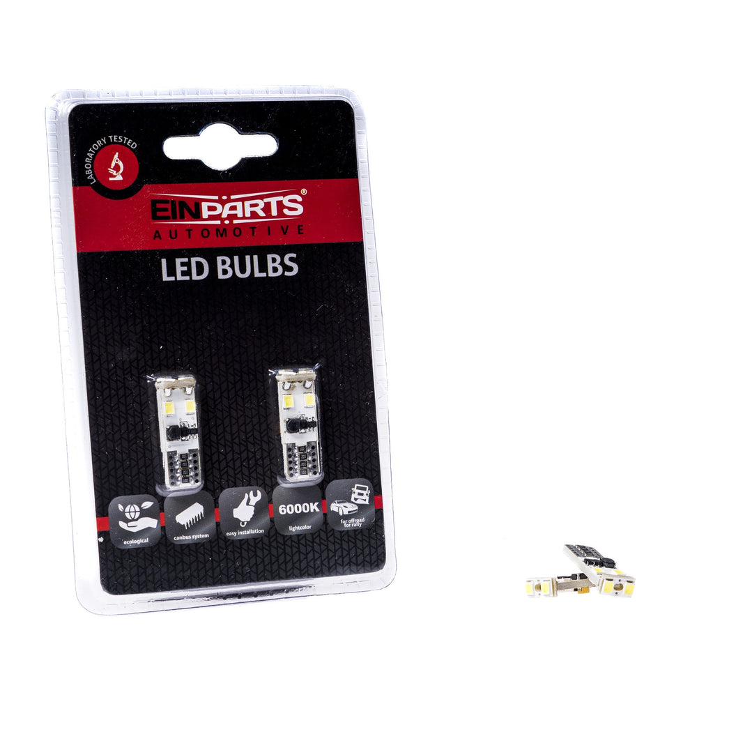 LED-lampa för bil – W5W – W2,1x9,5d – 6000K – 6 LED – SMD – 2-pack