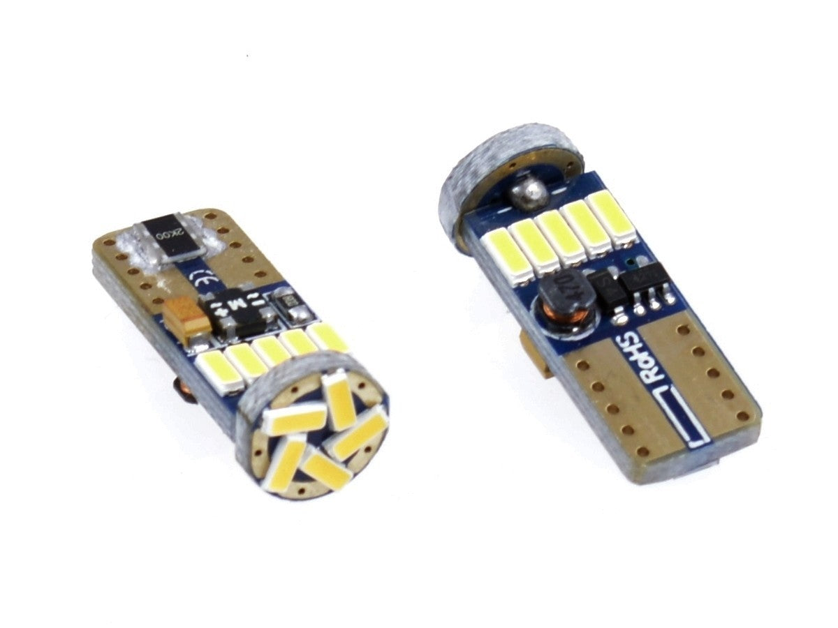 LED-lampa för bil – W5W – W2,1x9,5d – 3000K – 15 LED – SMD 4014 – 2-pack