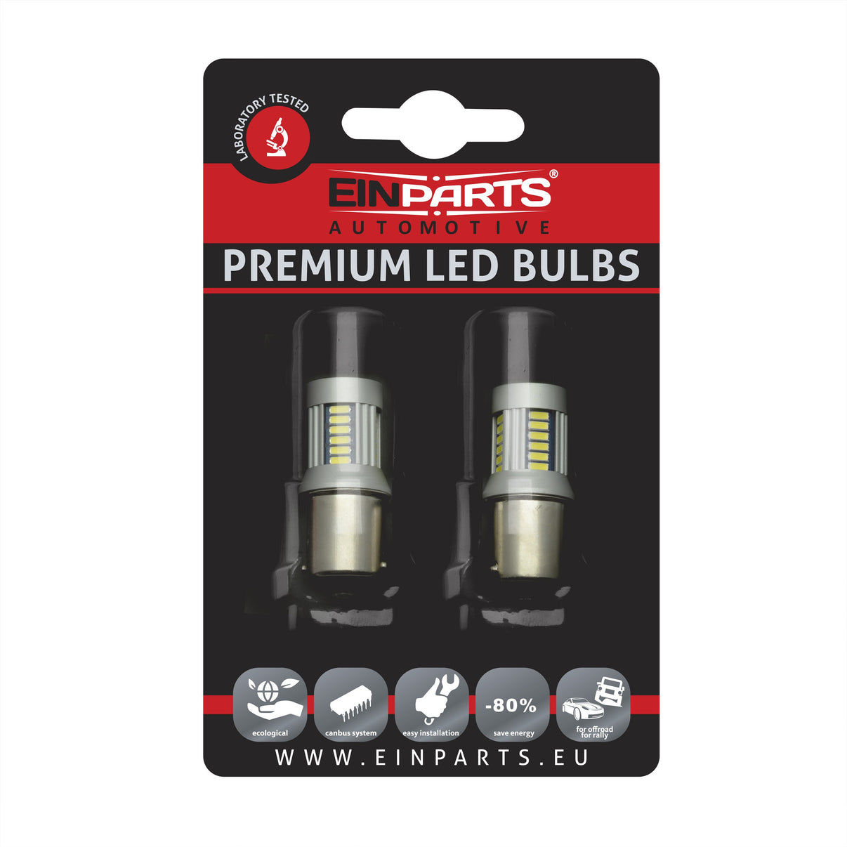LED-lampa för bil – P21W – BA15S – 6000K – 30 LED – SMD 4014 – 2-pack