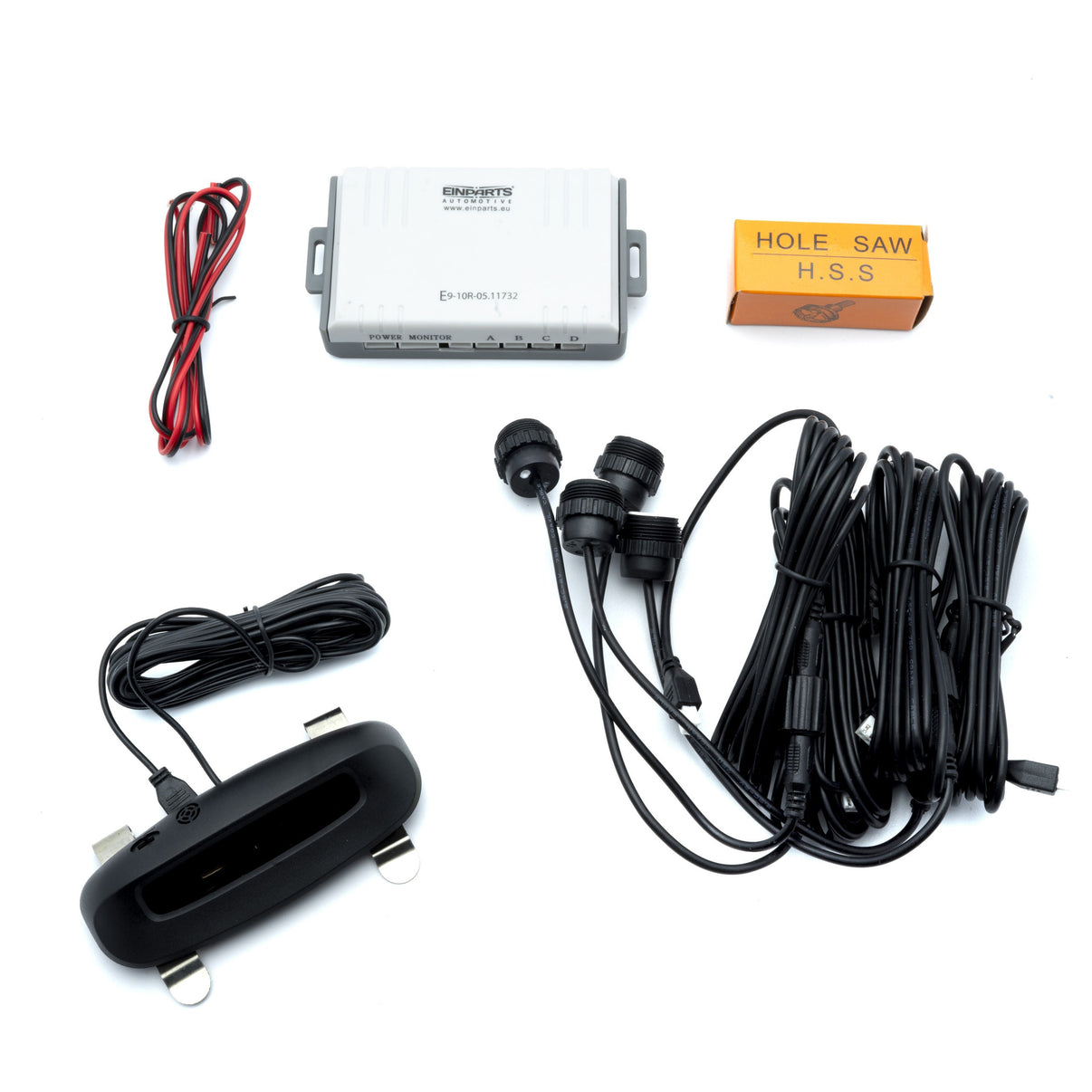 Parkeringssensor med display – Silver – ultraljudssensor – 4 sensorer – 4x 2,5 m