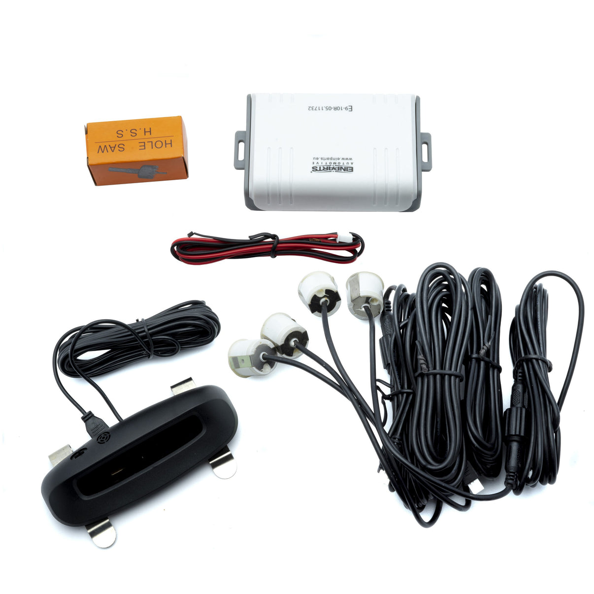 Parkeringssensor med display – Vit – ultraljudssensor – 4 sensorer – 4x 2,5 m