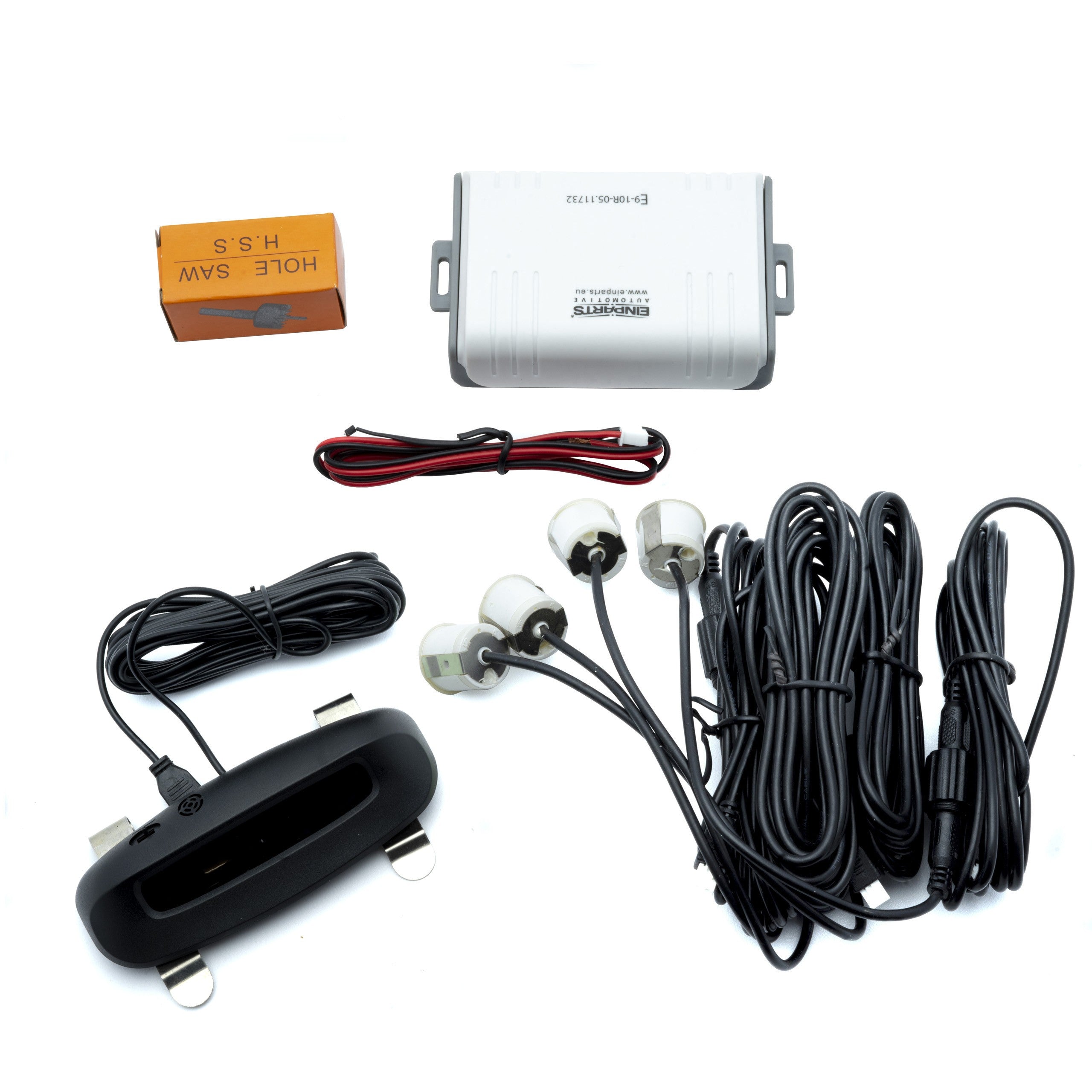 Parkeringssensor med display – Vit – ultraljudssensor – 4 sensorer – 4x 2,5 m