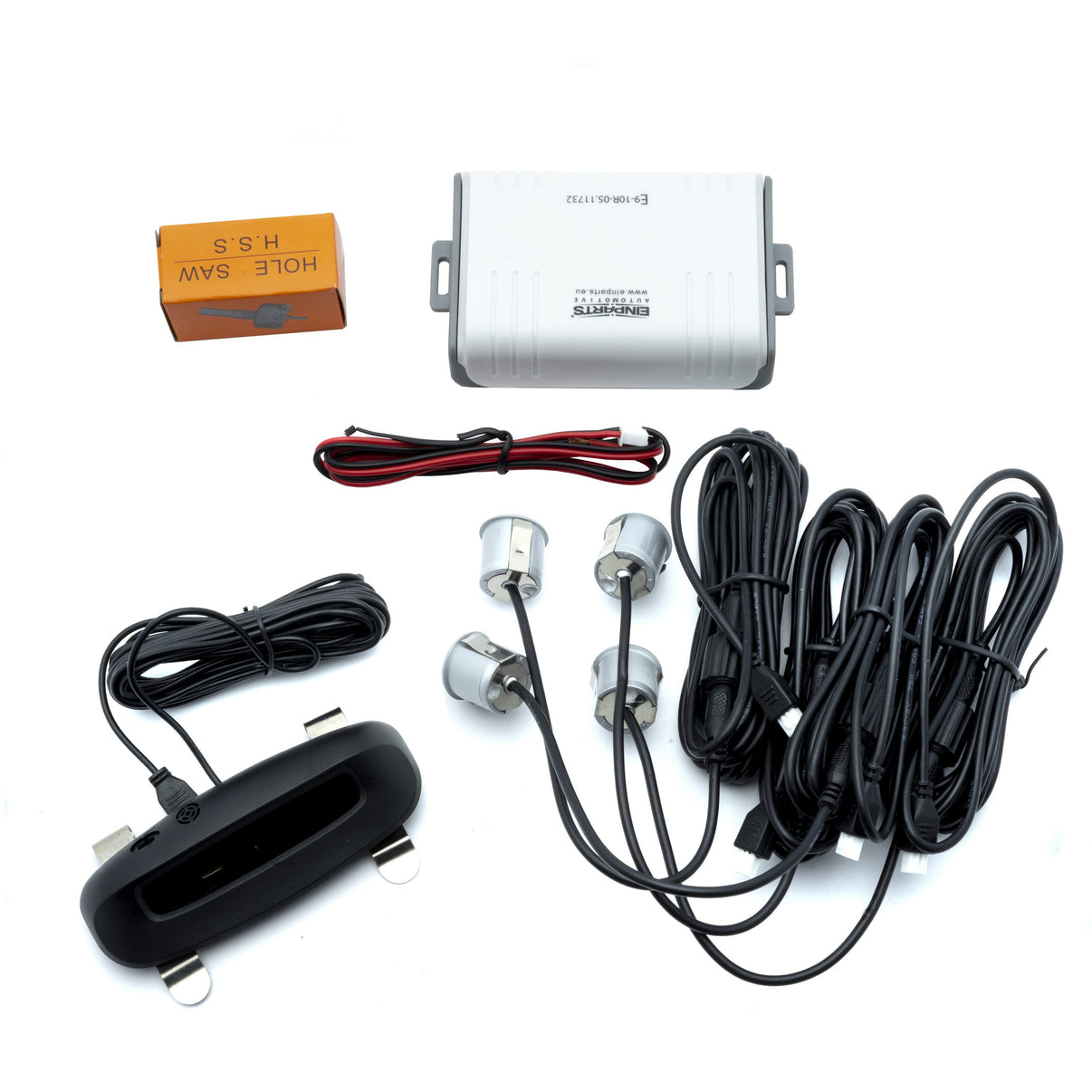 Parkeringssensor med display – Silver – ultraljudssensor – 4 sensorer – 4x 2,5 m