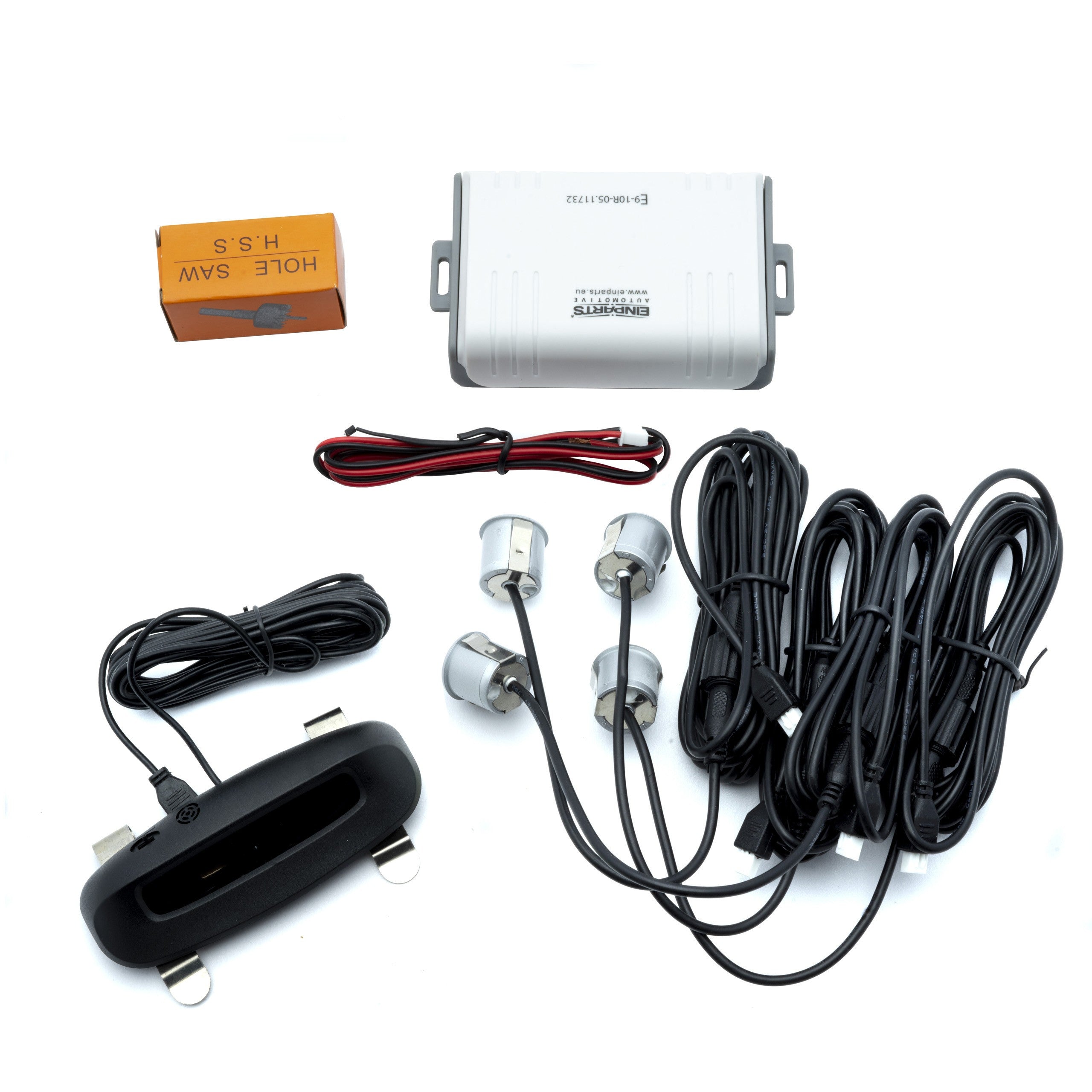 Parkeringssensor med display – Silver – ultraljudssensor – 4 sensorer – 4x 2,5 m