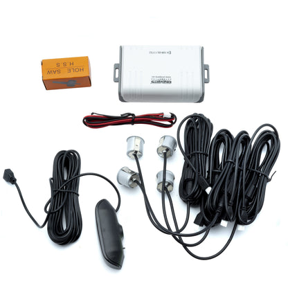 Parkeringssensor med display – Silver – ultraljudssensor – 4 sensorer – 4x 2,5 m