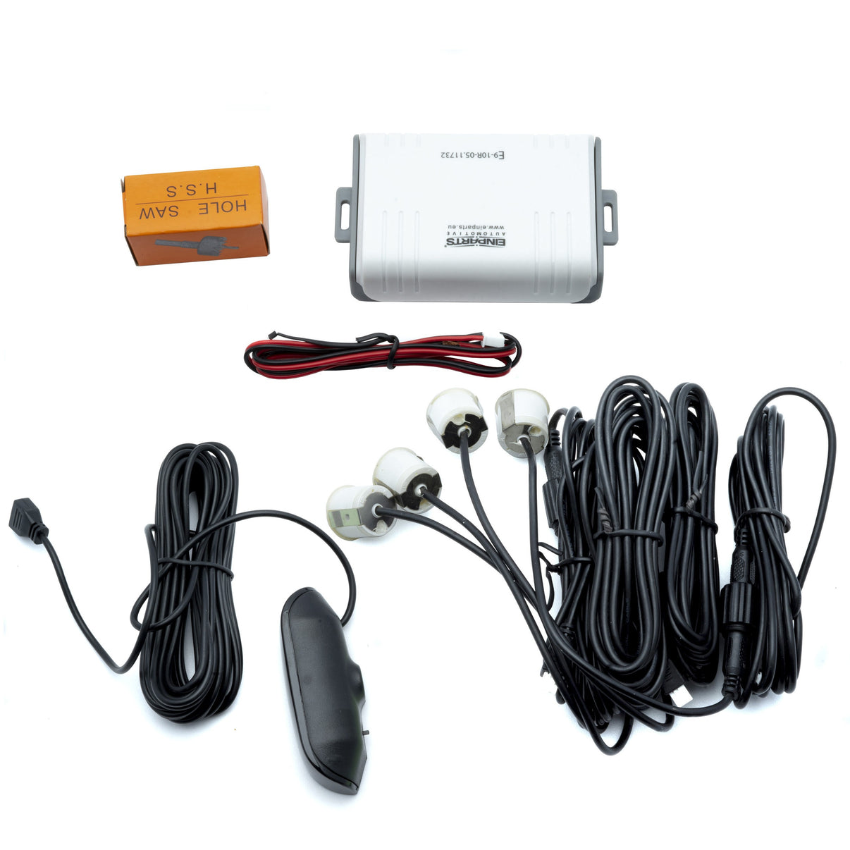 Parkeringssensor med display – Vit – ultraljudssensor – 4 sensorer – 4x 2,5 m