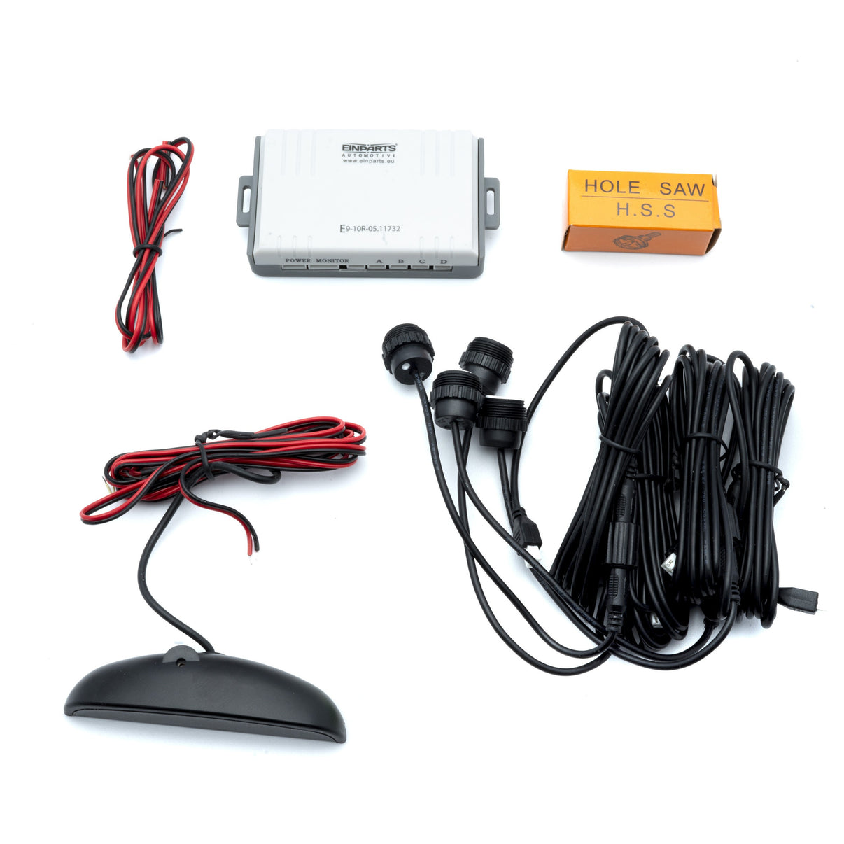 Parkeringssensor med display – Vit – ultraljudssensor – 4 sensorer – 4x 2,5 m