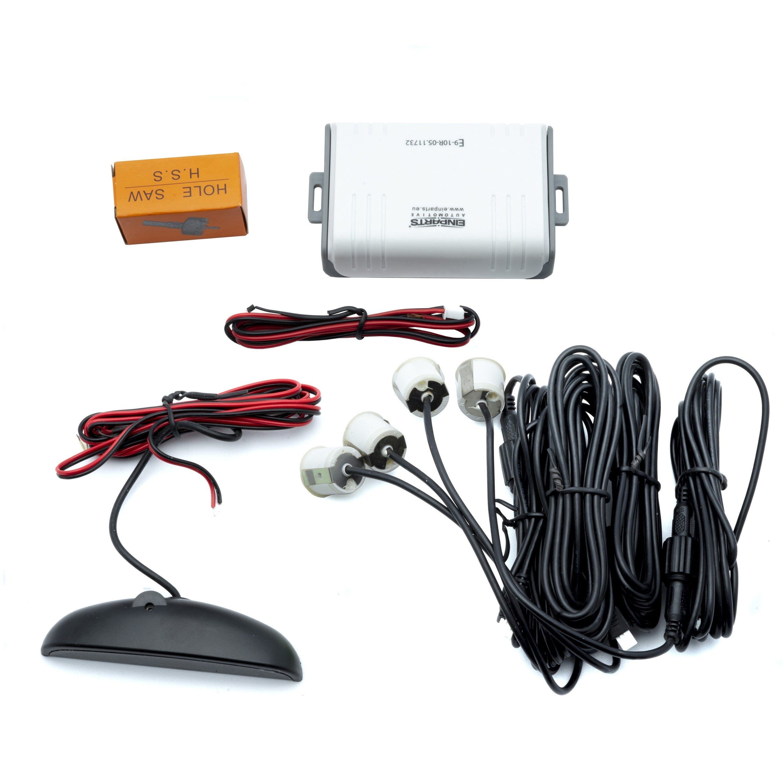 Parkeringssensor med display – Vit – ultraljudssensor – 4 sensorer – 4x 2,5 m