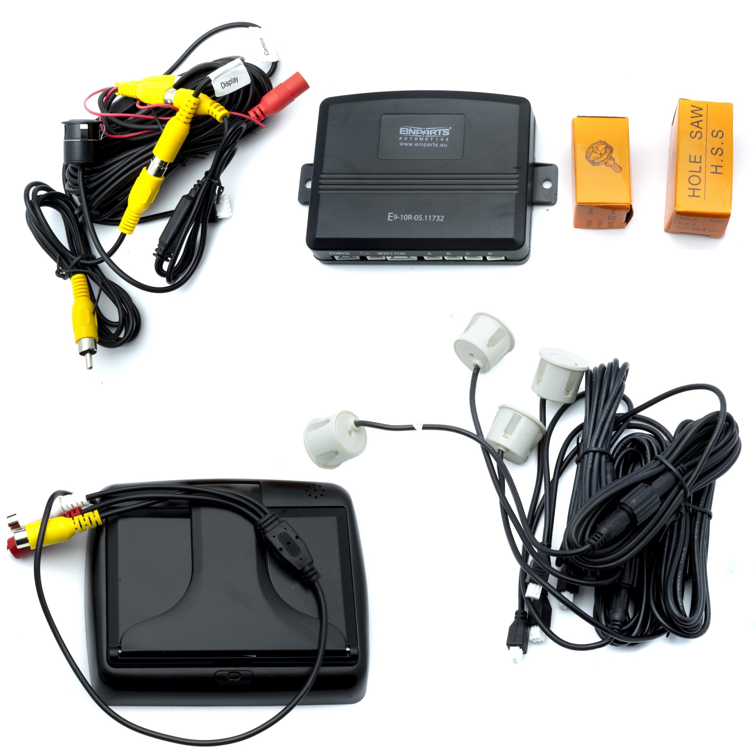 Parkeringssystem med kamera – Pärlvit – 9V - 16V – ultraljudssensor