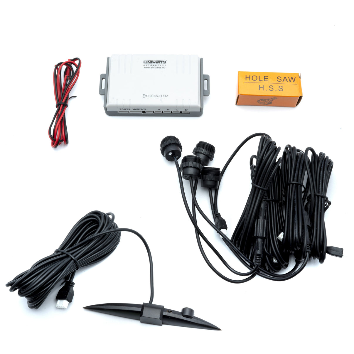 Parkeringssensor med display – Vit – ultraljudssensor – 4 sensorer – 4x 2,5 m