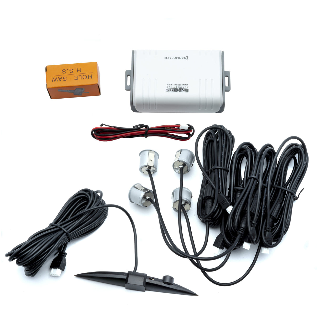 Parkeringssensor med display – Silver – ultraljudssensor – 4 sensorer – 4x 2,5 m