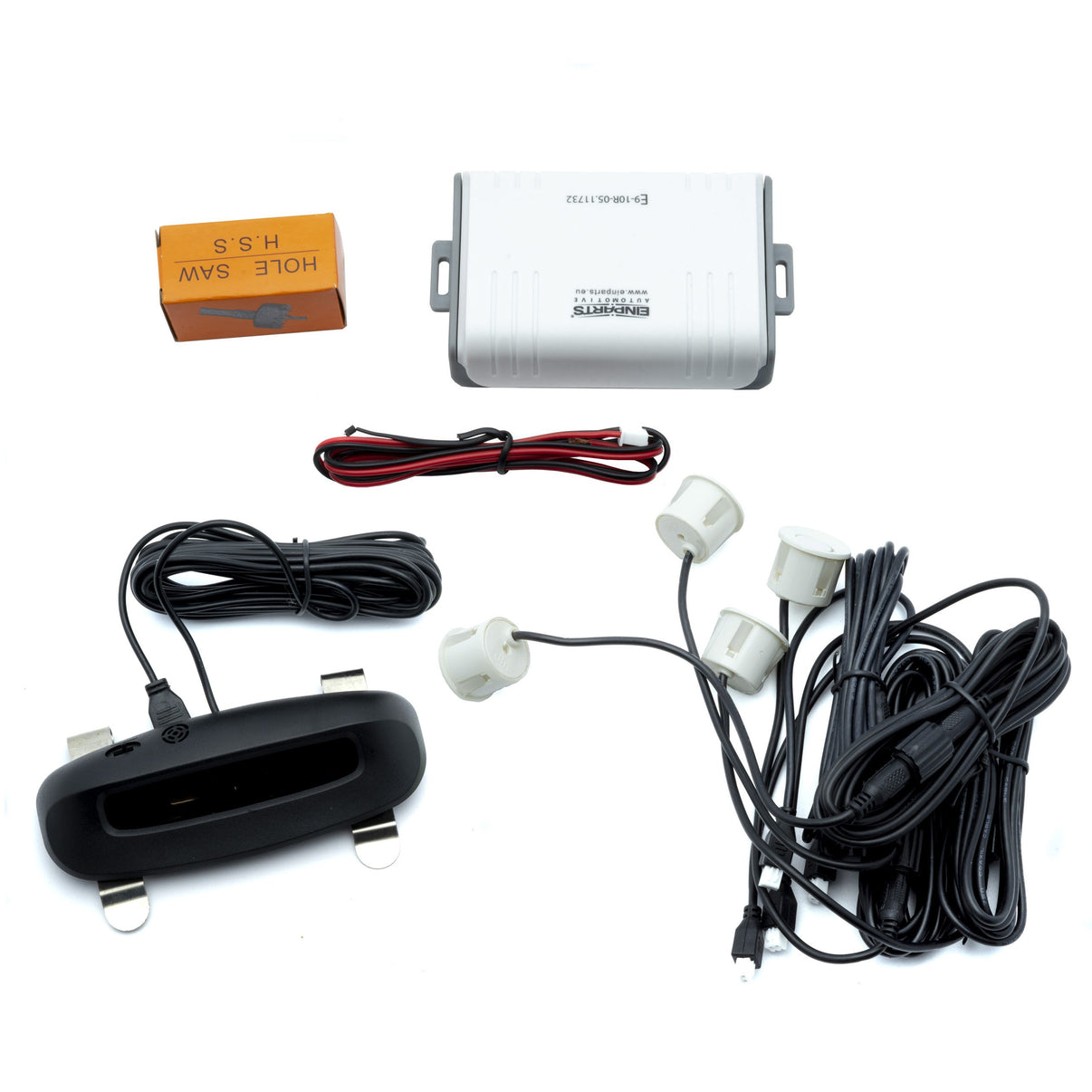 Parkeringssensor med display – Pärlvit – ultraljudssensor – 4 sensorer
