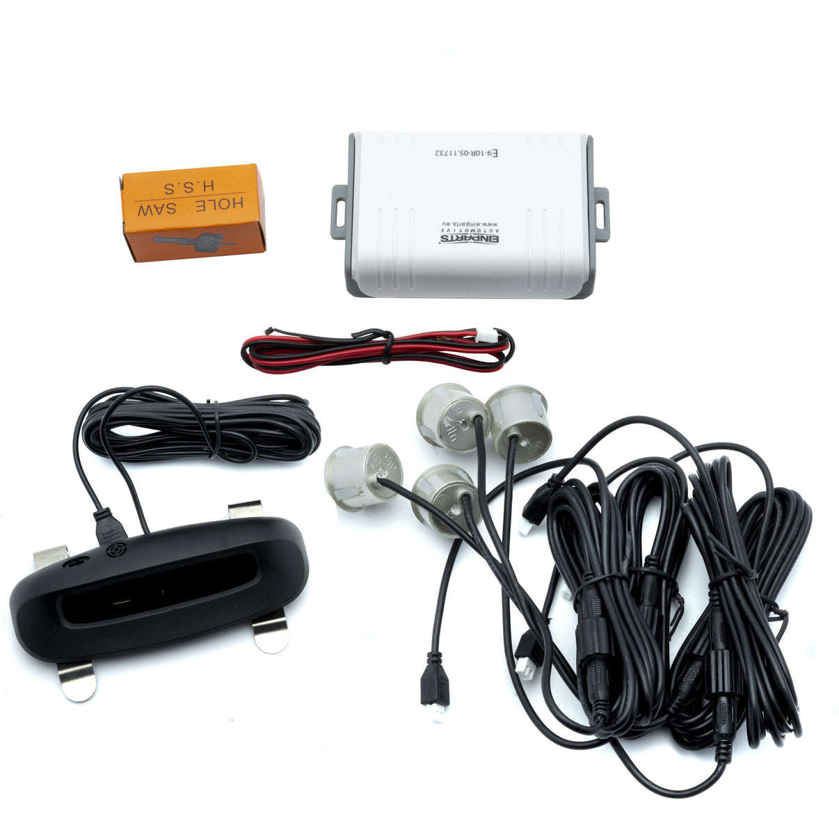 Parkeringssensor med display – Askgrå – ultraljudssensor – 4 sensorer – 4x 2,5 m