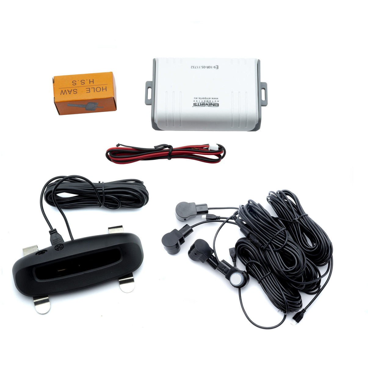 Parkeringssensor med display – Silver – ultraljudssensor – 4 sensorer – 4x 2,5 m