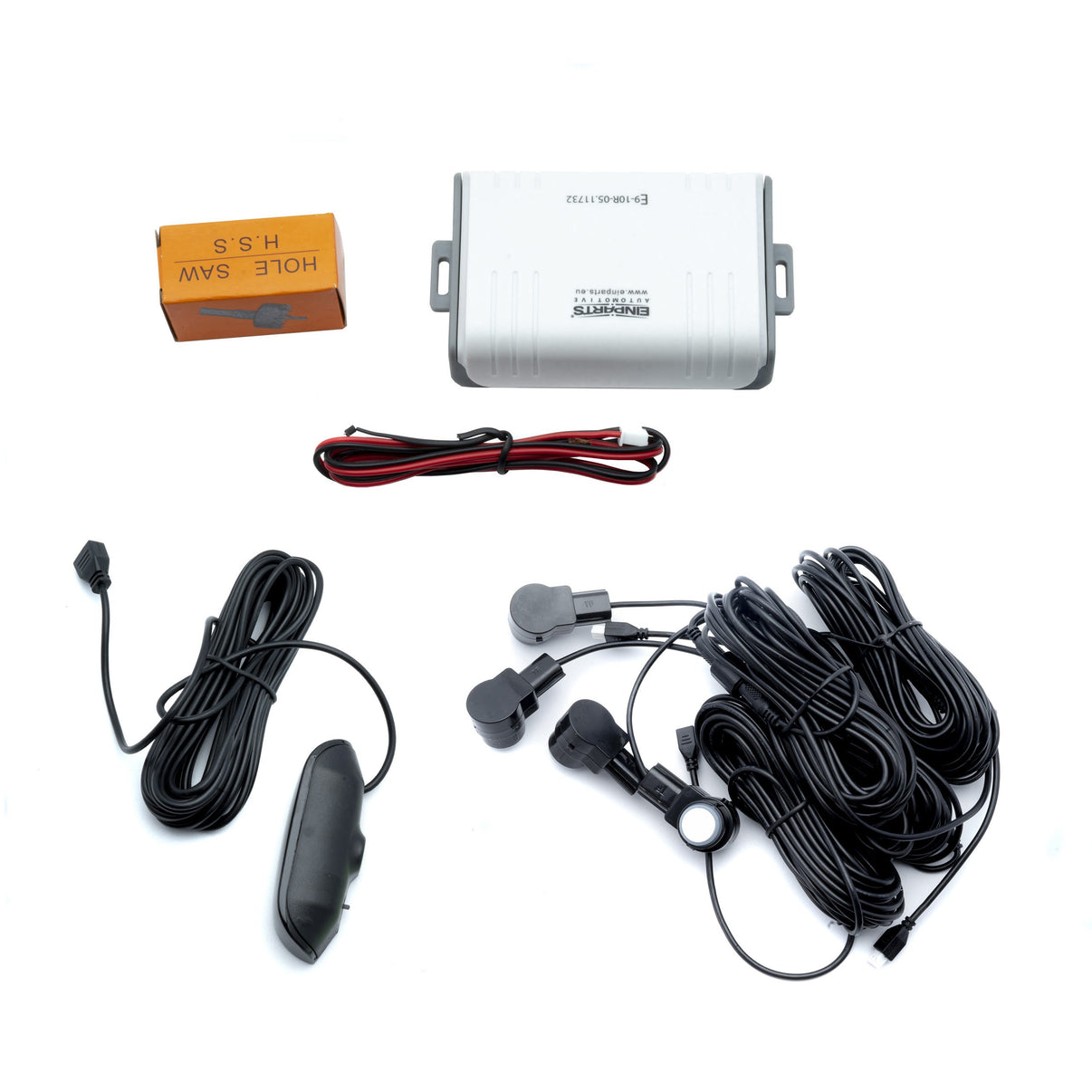 Parkeringssensor med display – Vit – ultraljudssensor – 4 sensorer – 4x 2,5 m