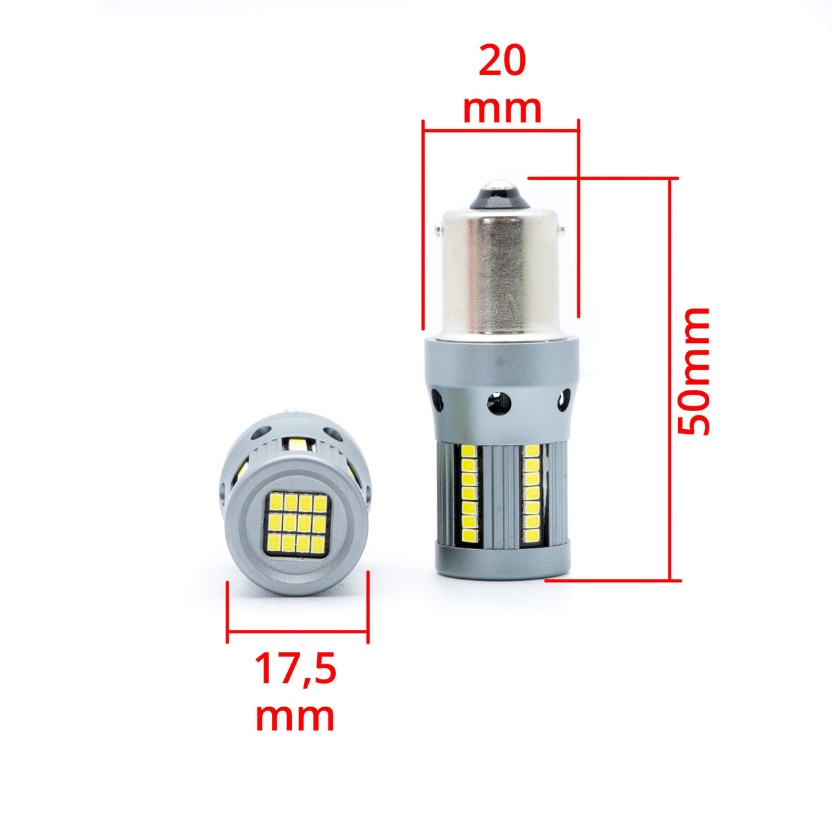 LED-lampa för bil – P21W – BA15S – 6000K – 66 LED – SMD 2016 – 2-pack